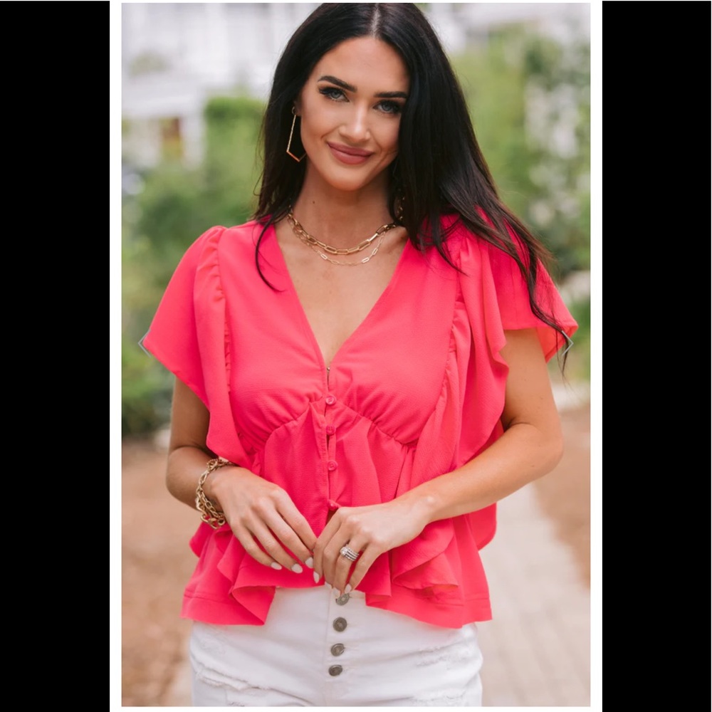 Take Your Love Pink Ruffled Top